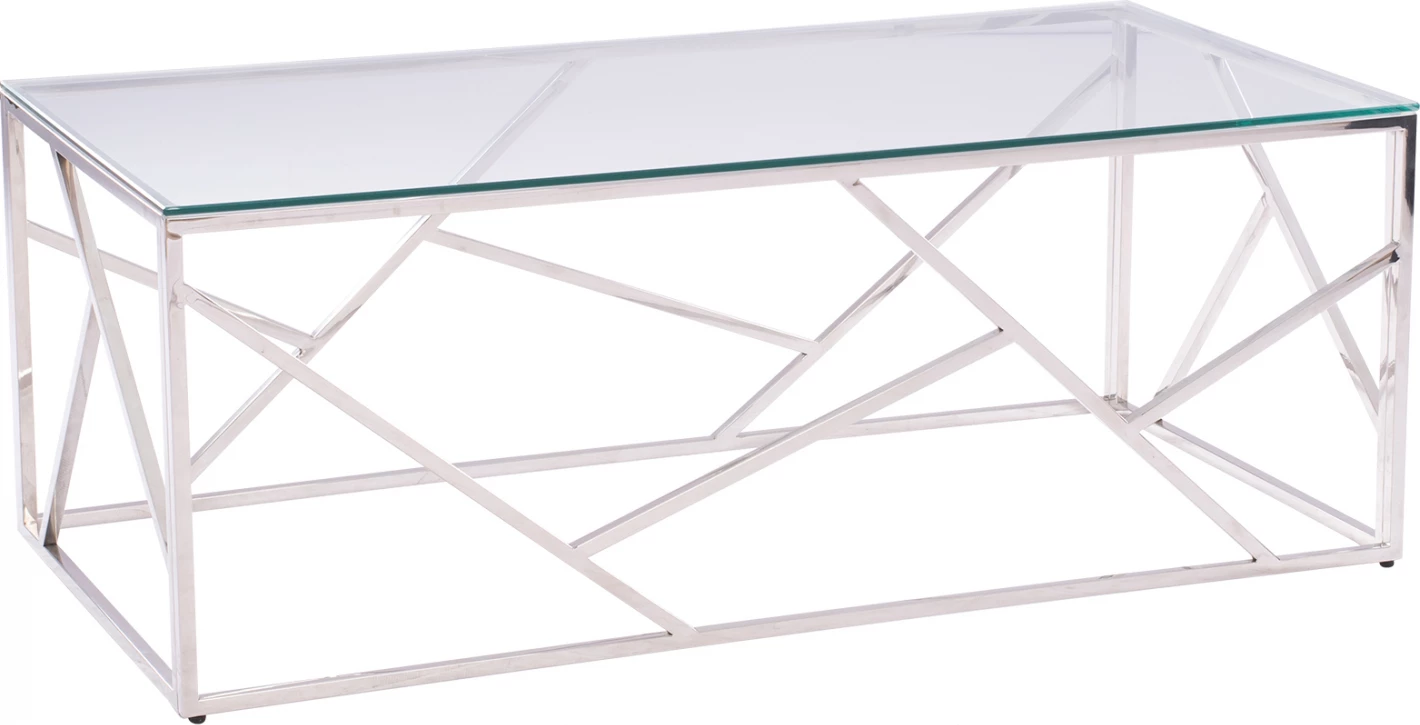 Tavolinë kafeje JANA me xham dhe bazë kromi 120x60x45H cm. FH8617.01