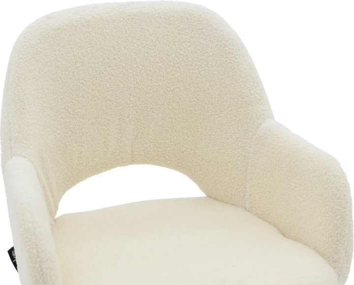 Karrige për bar Renish, pëlhurë teddy ivary, këmbë metalike të zeza, 51x57x114cm