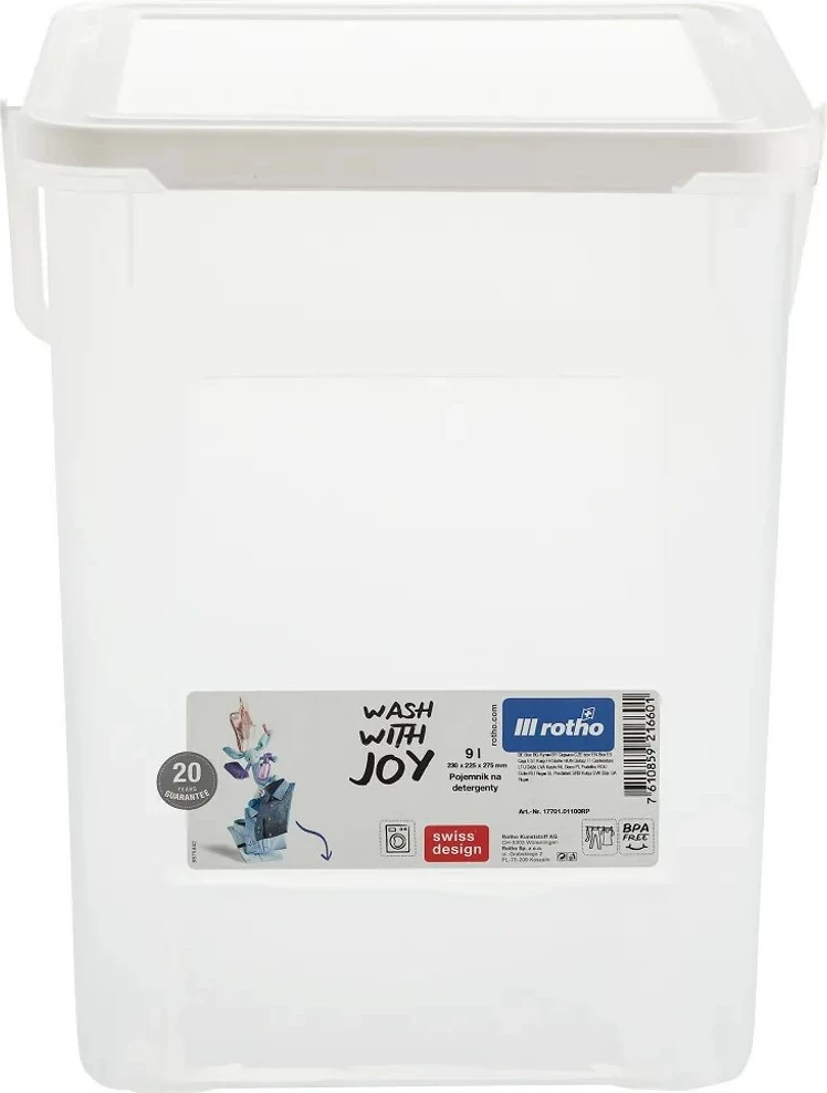 Kontejner detergjenti Rotho Basic, 9L, Transparent