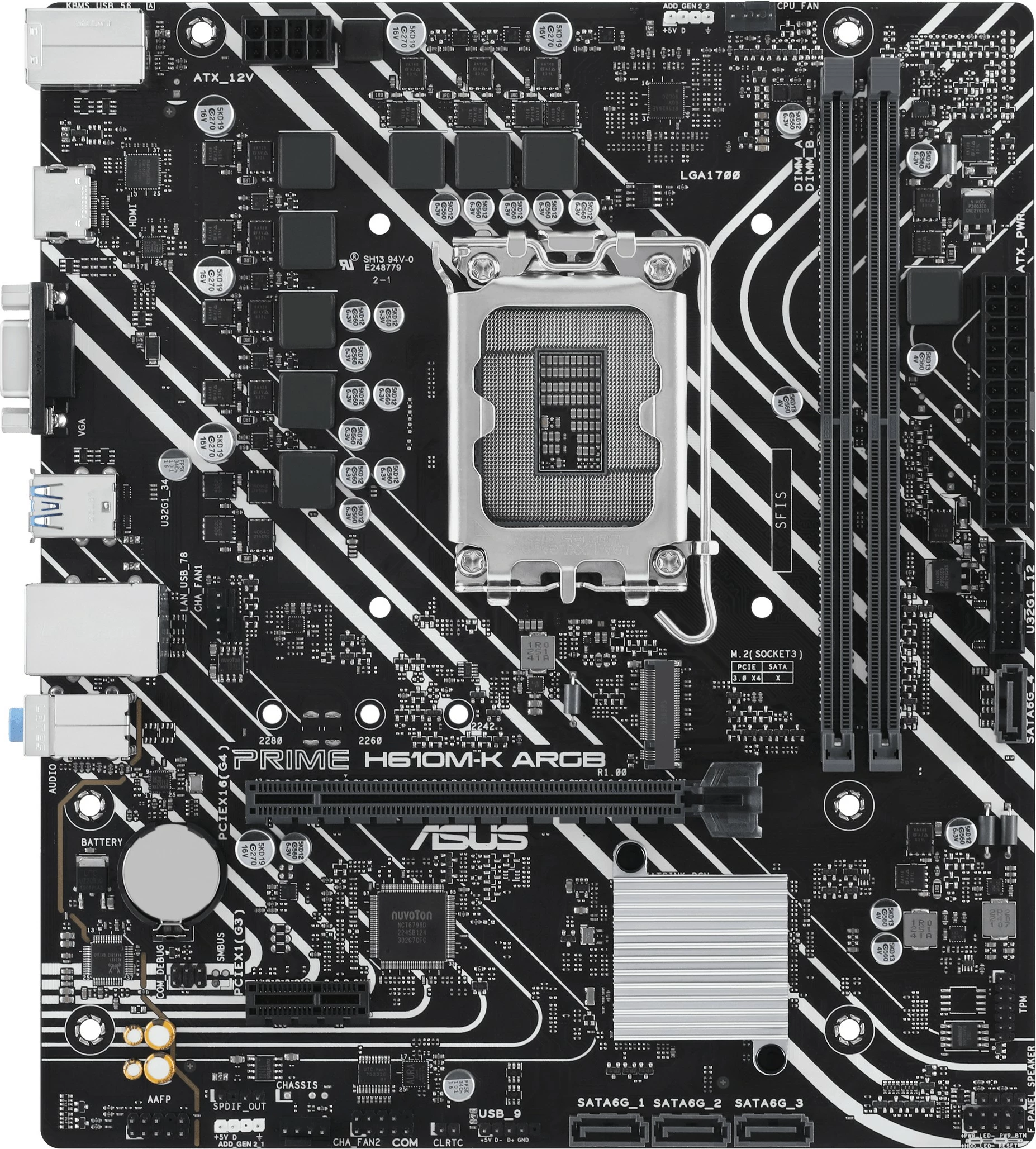 Pllakë amë ASUS PRIME H610M-K ARGB, Intel, DDR5, micro ATX