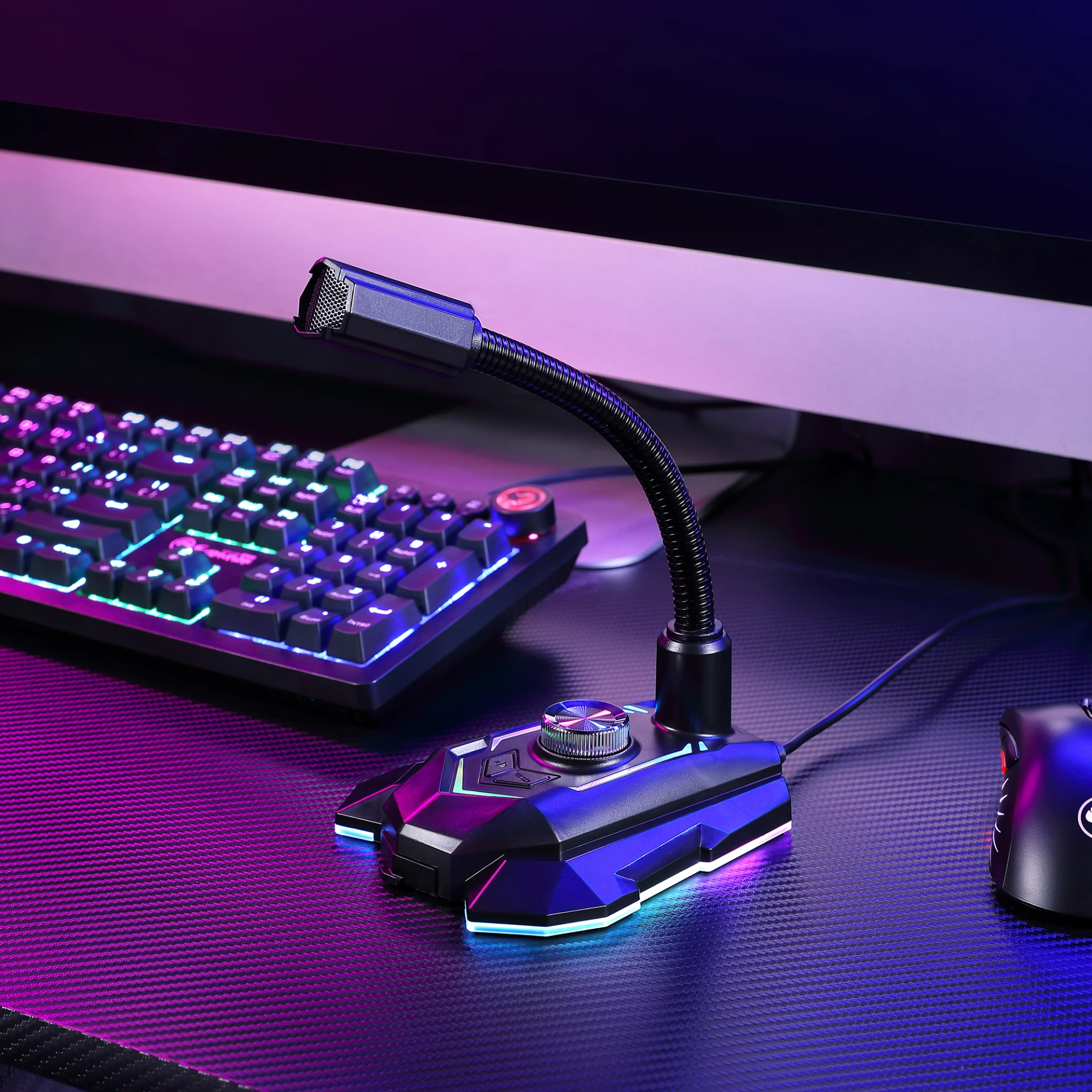Mikrofon Marvo MIC-05 USB RGB omnidireksional, i zi