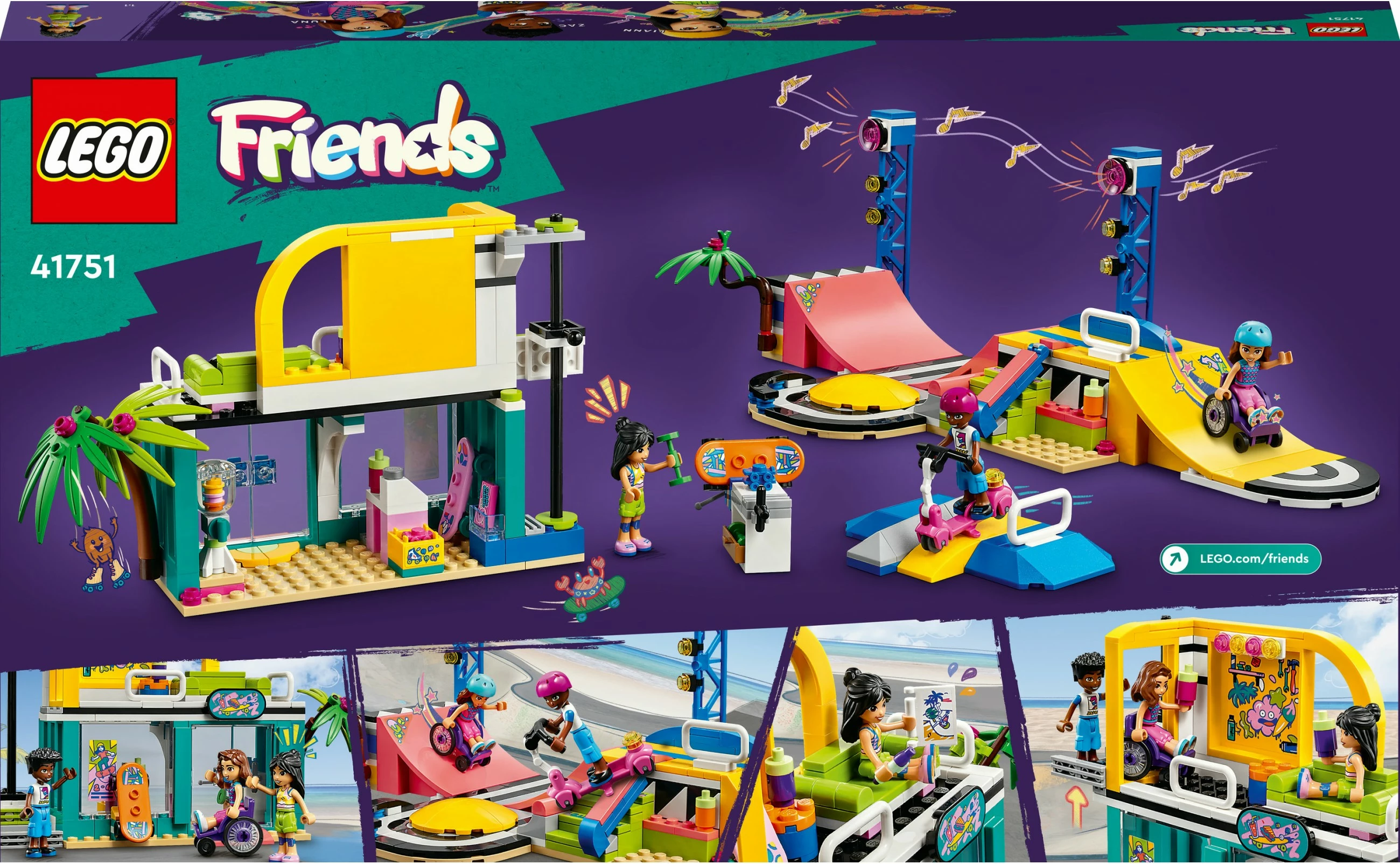 Set ndërtimi LEGO Friends Skate Park, 431 pjesë, Multikolor