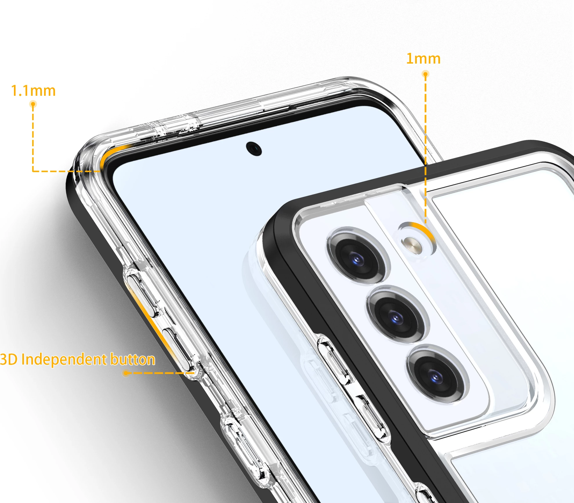 Mbështjellës Hurtel Hybrid Armor Clear 3in1 për Samsung Galaxy S22+, i zi/transparente