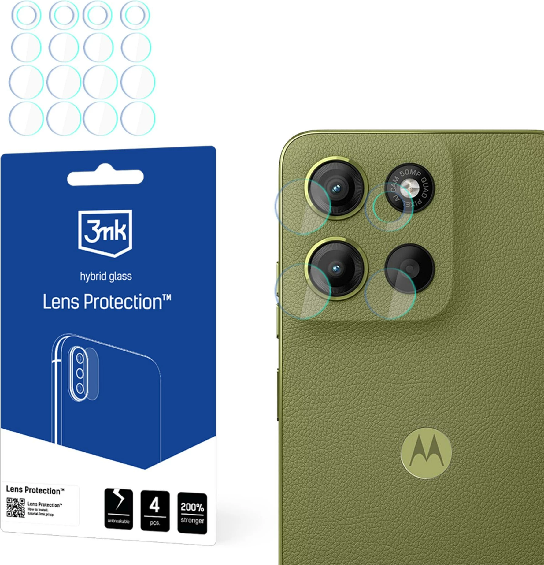 Mbrojtës xhami hibrid për kamera Motorola Moto G15 / G15 Power 3mk Protection, 4 copë