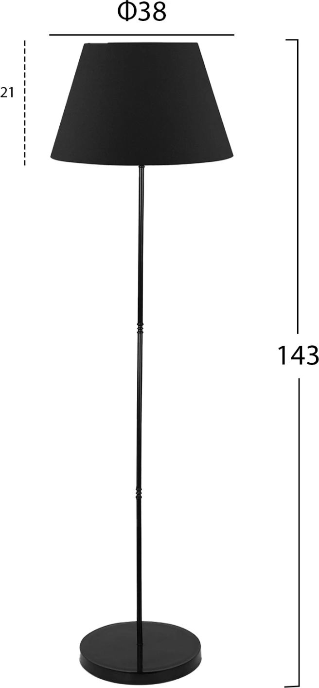 Llambë dyshemeje FH7610.02, shtyllë e zezë, kapak i zi