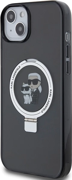 Mbështjellës Karl Lagerfeld Ring Stand Karl&Choupette MagSafe për iPhone 14/15/13, i zi