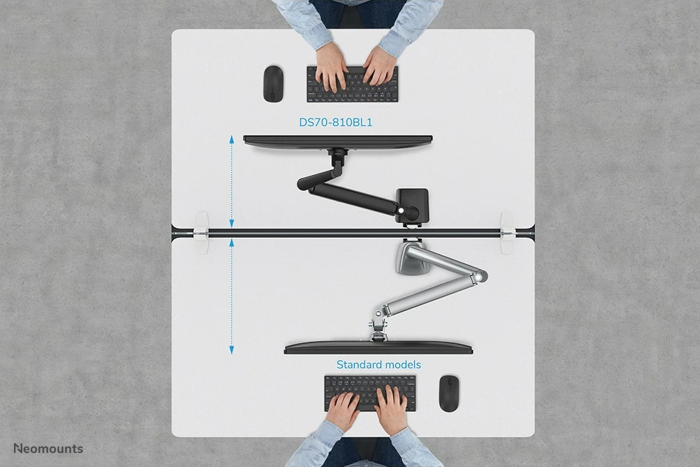 Krah monitori Neomounts, Clamp/Grommet, 9 kg, 43.2 cm (17"), 81.3 cm (32"), 100 x 100 mm, e zezë