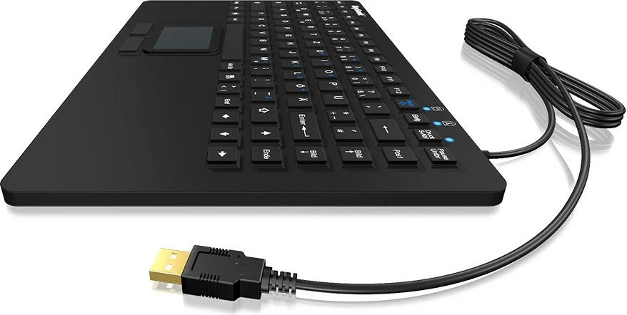 Tastierë industriale KeySonic KSK-5230IN, mini, USB, me touchpad, IP68, e zezë