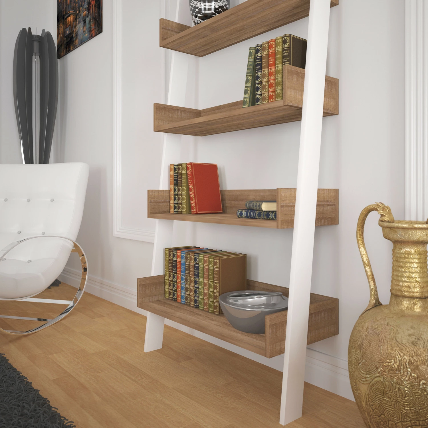 Raft librash Hanah Home, ngjyrë lisi e errët