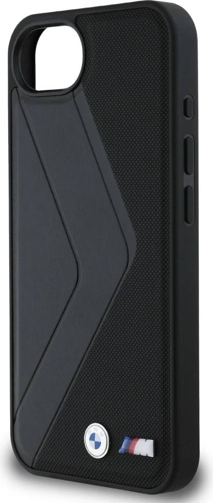 Mbështjellës BMW Oversized Stripes MagSafe për iPhone 16e, lëkurë, e zezë