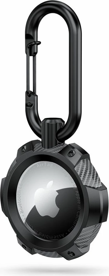 Mbështjellës Tech-Protect TPUCarbon për Apple AirTag, i zi me karabinë