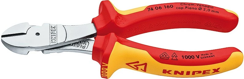 Knaqe diagonale Knipex 74 06 160, 160mm, krom vanadium, dorezë plastike, portokalli/kuqe