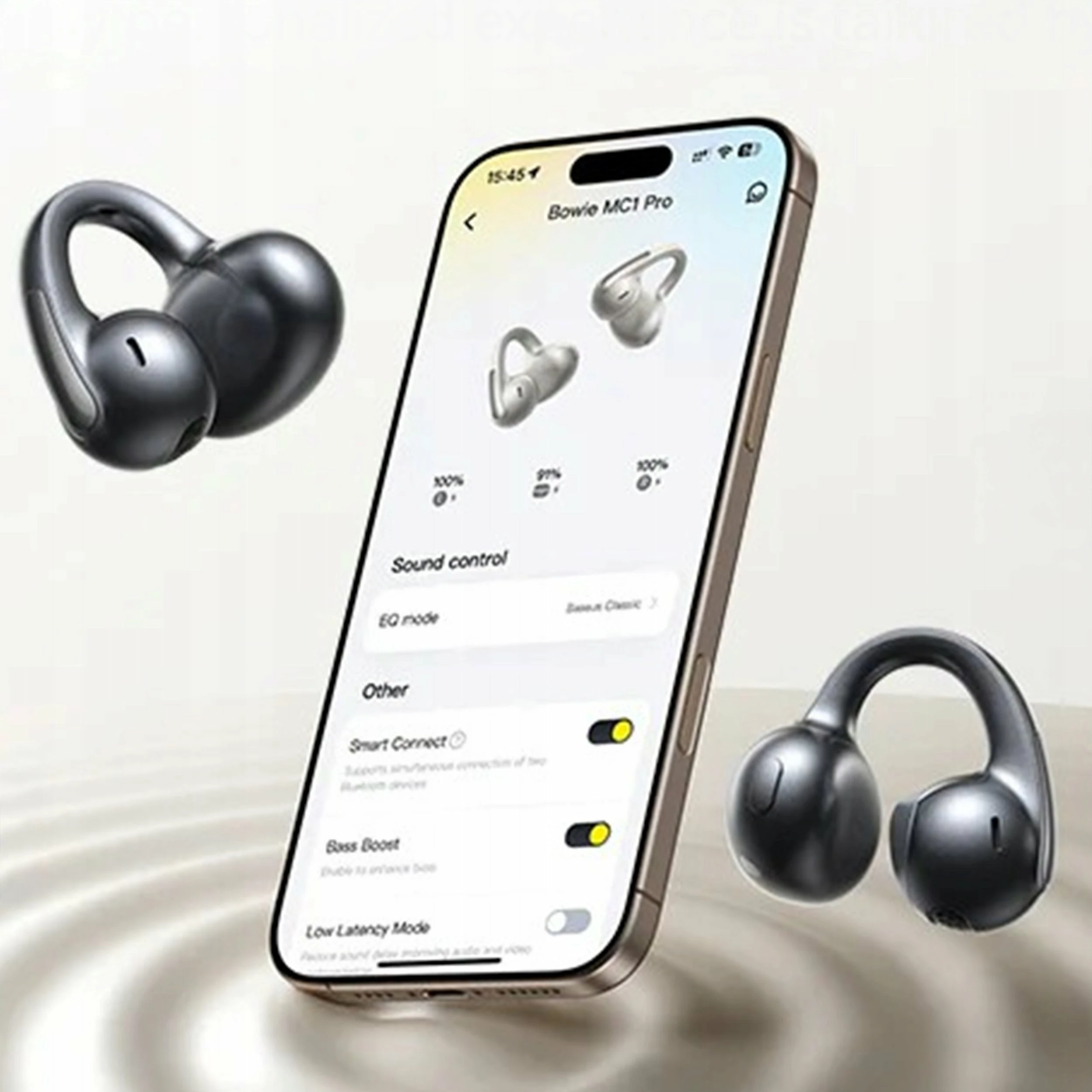Kufje Baseus Bowie MC1 Pro OWS, Bluetooth 6.0, open-ear, IP67, deri 40h, me mikrofon, të zeza, me kuti karikimi