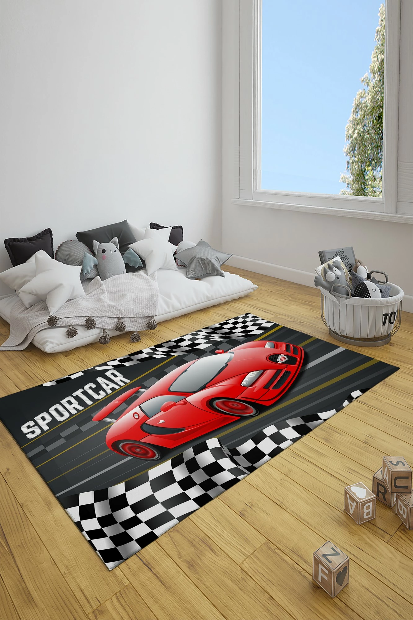 Qilim për fëmijë, model sportcar, shumëngjyrësh, 160x230cm, CT-3106