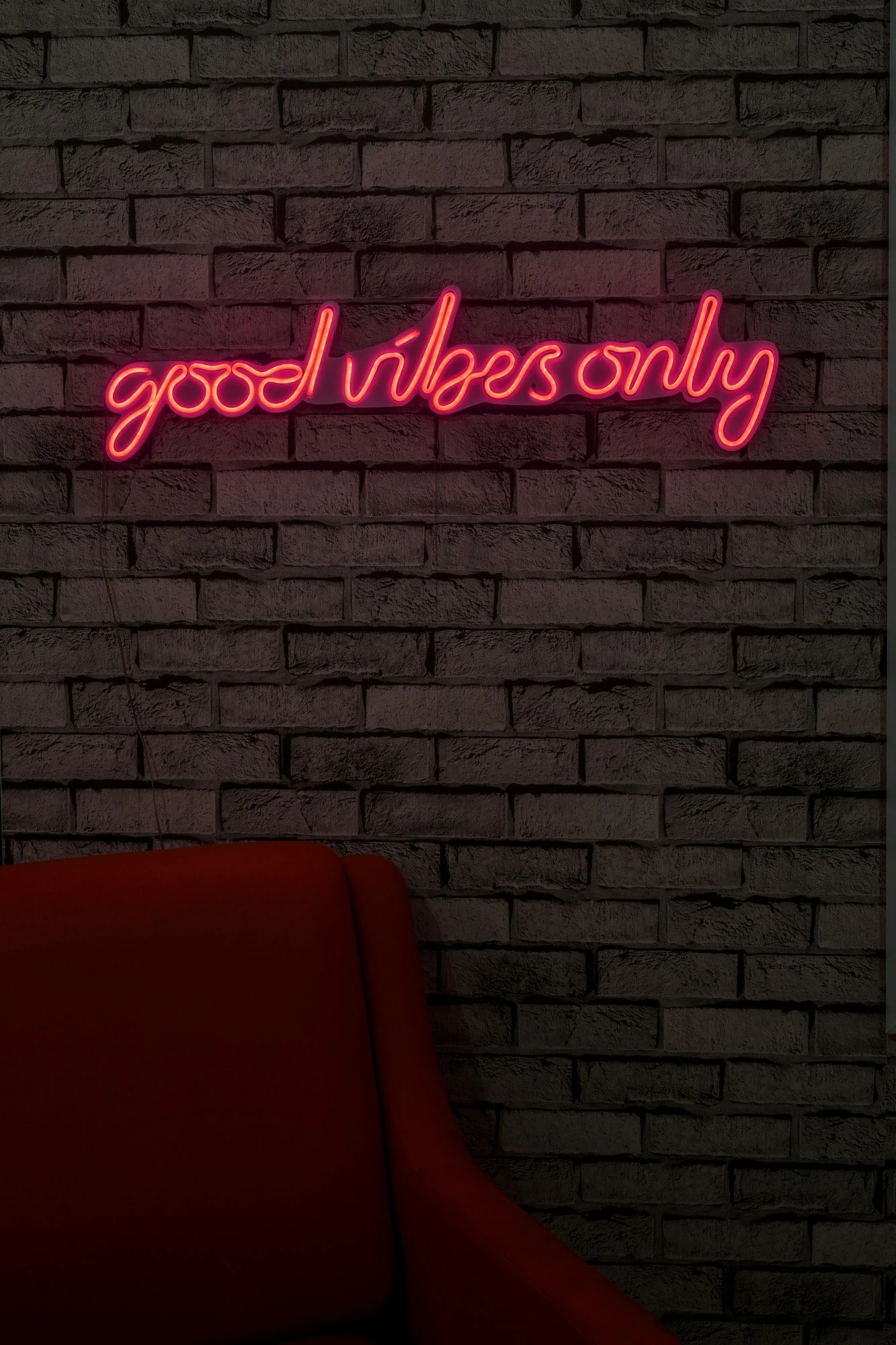 Dekor dritash LED plastike, 'Good Vibes Only', rozë