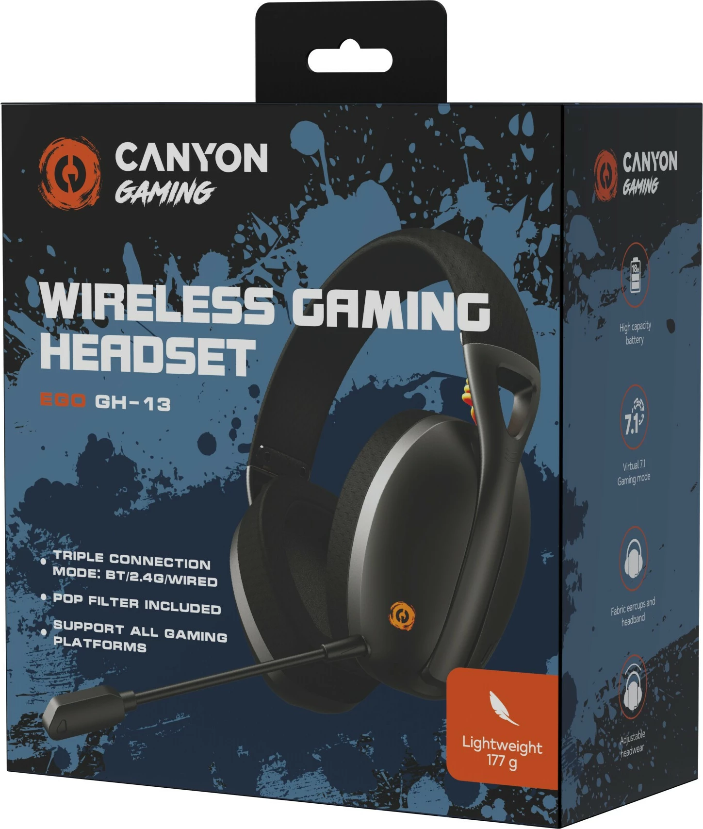 Kufje Canyon GH-13 Ego, Bluetooth, Wireless/Wired, USB-C, 7.1, e zezë