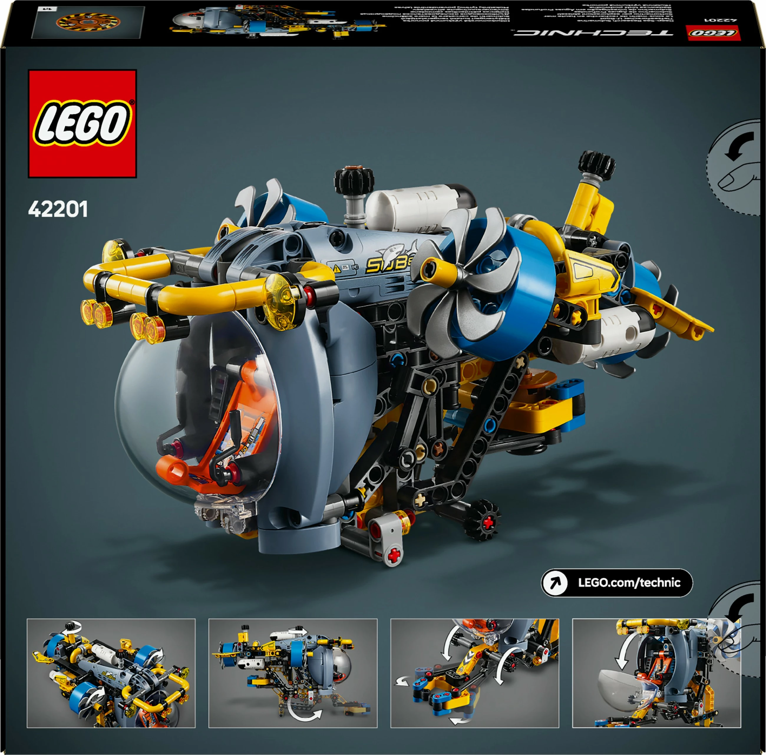 Set ndërtimi LEGO Technic 42201, nëndetëse kërkimore, 413 pjesë, multikolor