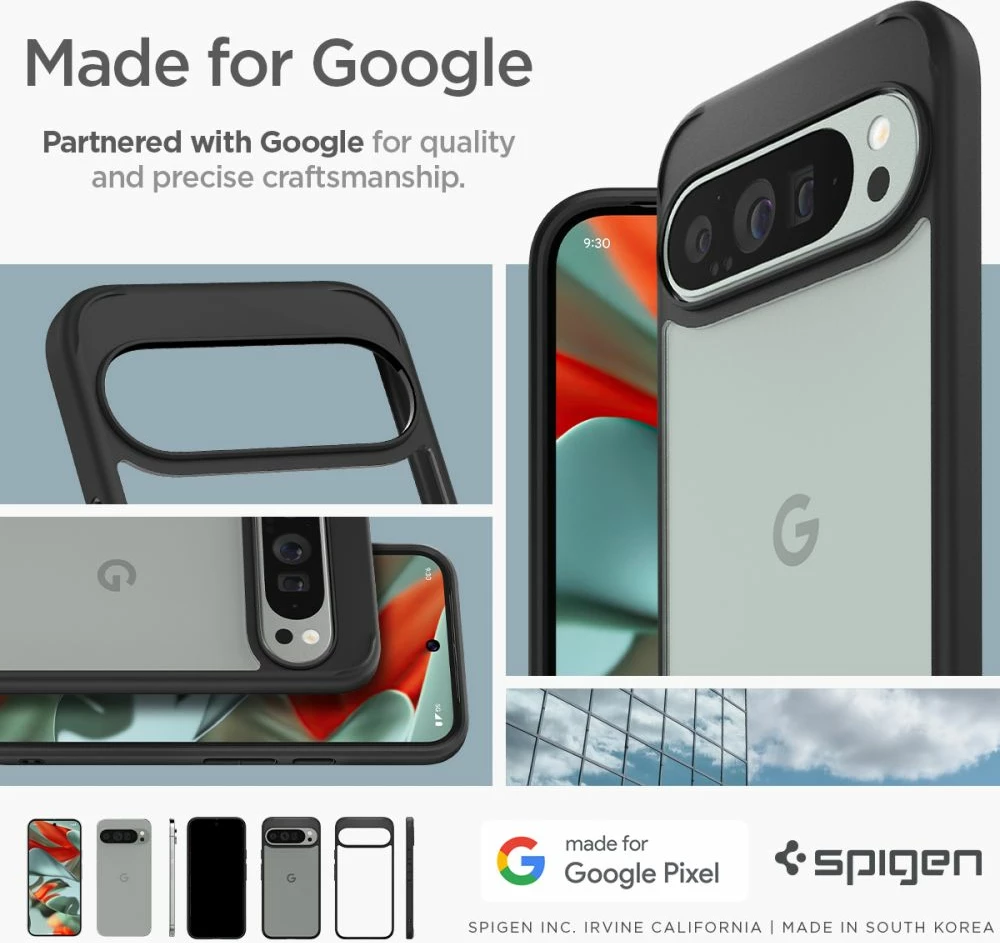 Mbështjellës Spigen Ultra Hybrid për Google Pixel 9 Pro XL, i zi