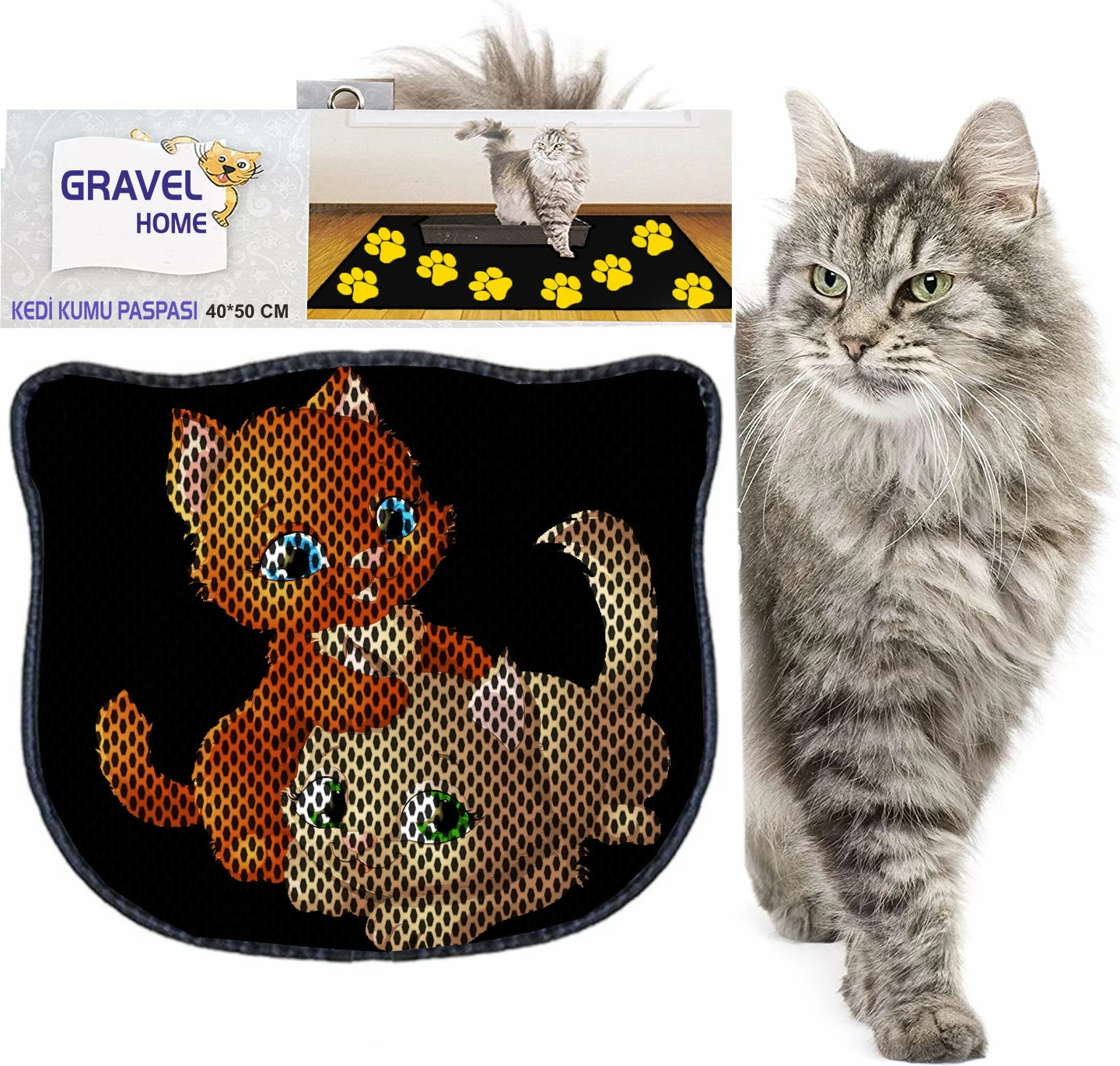 Tapet për rërë mace, shumëngjyrësh, Paws & Whiskers, Kdkafa0100, 40x50cm