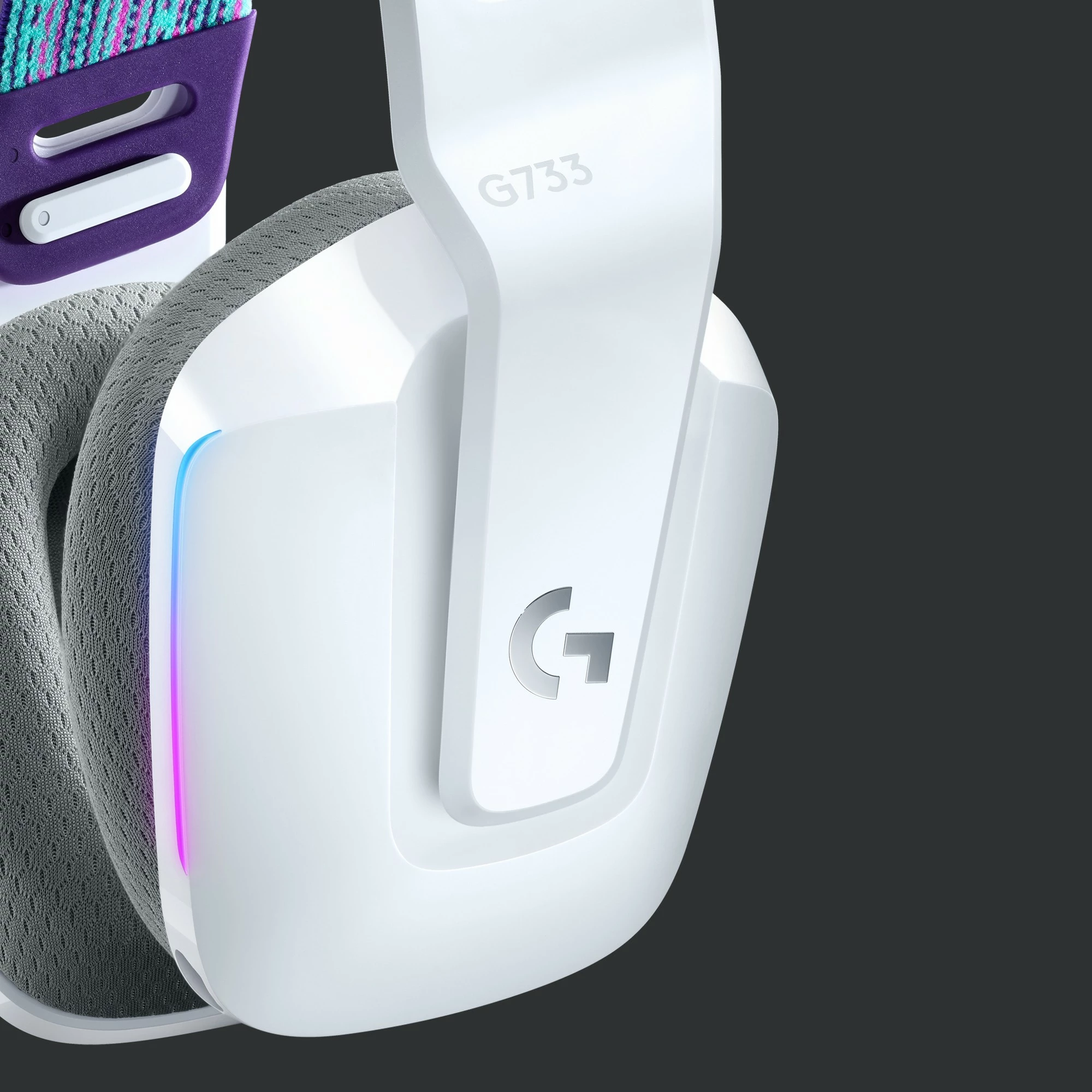 Kufje gaming Logitech G733 LIGHTSPEED, Wireless, RGB, të bardha