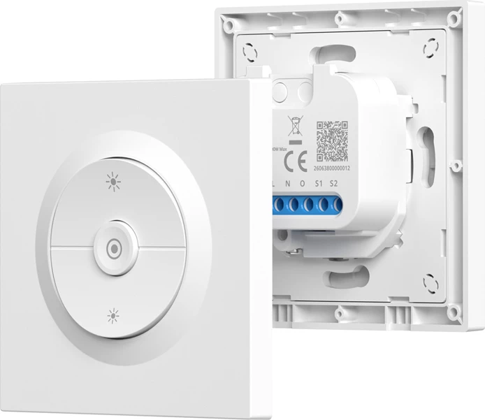 Switch/dimer muri smart Sonoff MINI-ZBDIM-E, ZigBee 3.0, rregullim ndriçimi 0-100%, matje energjie, 220-240V, 86x86mm, i bardhë