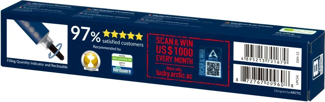 Pasta termale ARCTIC MX-4, 45 g, 8.5 W/m·K, Blu, Bardhë