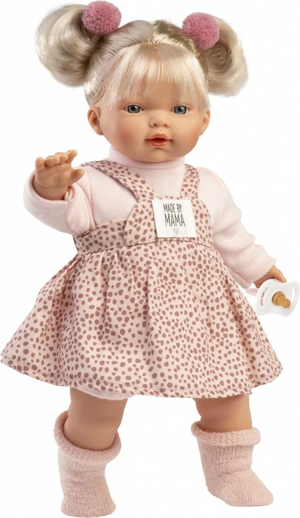 Kukull qajse, Llorens, Roberta 33158, 33 cm, me cuclë, bateri LR44, set 5 pjesë