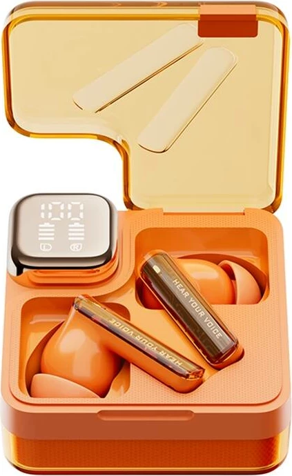 Kufje TWS QCY MeloBuds Neo T31, me ANC, Bluetooth 5.3, portokalli