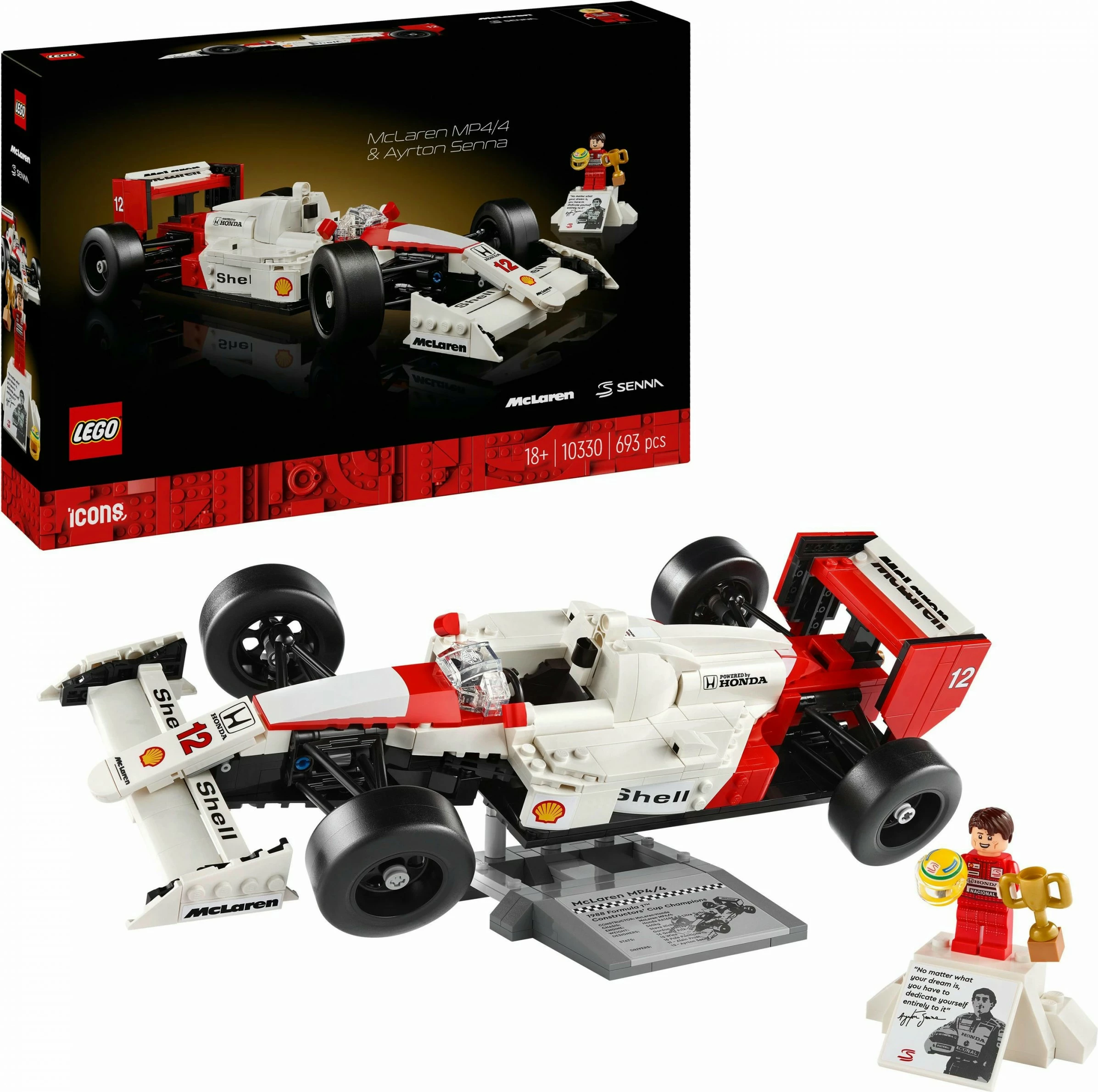 Set ndërtimi LEGO McLaren MP4/4 & Ayrton Senna, 693 pjesë, shumëngjyrësh