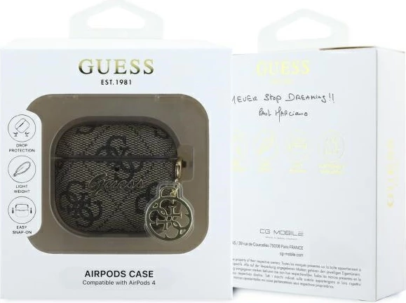Mbështjellës Guess 4G Charm Collection për AirPods 4, Kafe