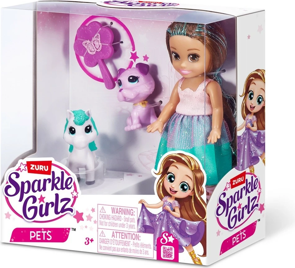 Kukull princeshë ZURU Sparkle Girlz 100522 me kafshë lodër, 12 cm