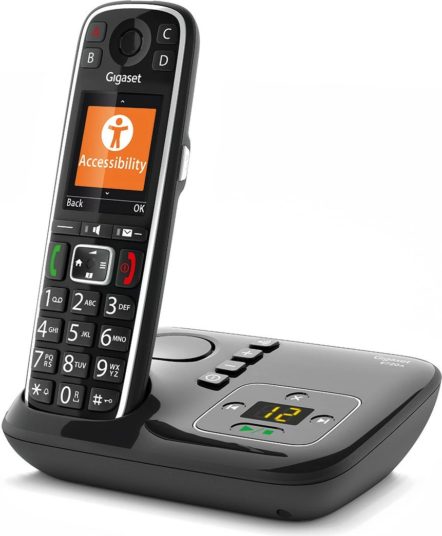 Telefon Gigaset E720A, Analog/DECT, Mbajtës pa tela, 200 kontakte, ID thirrësit, SMS, e zezë