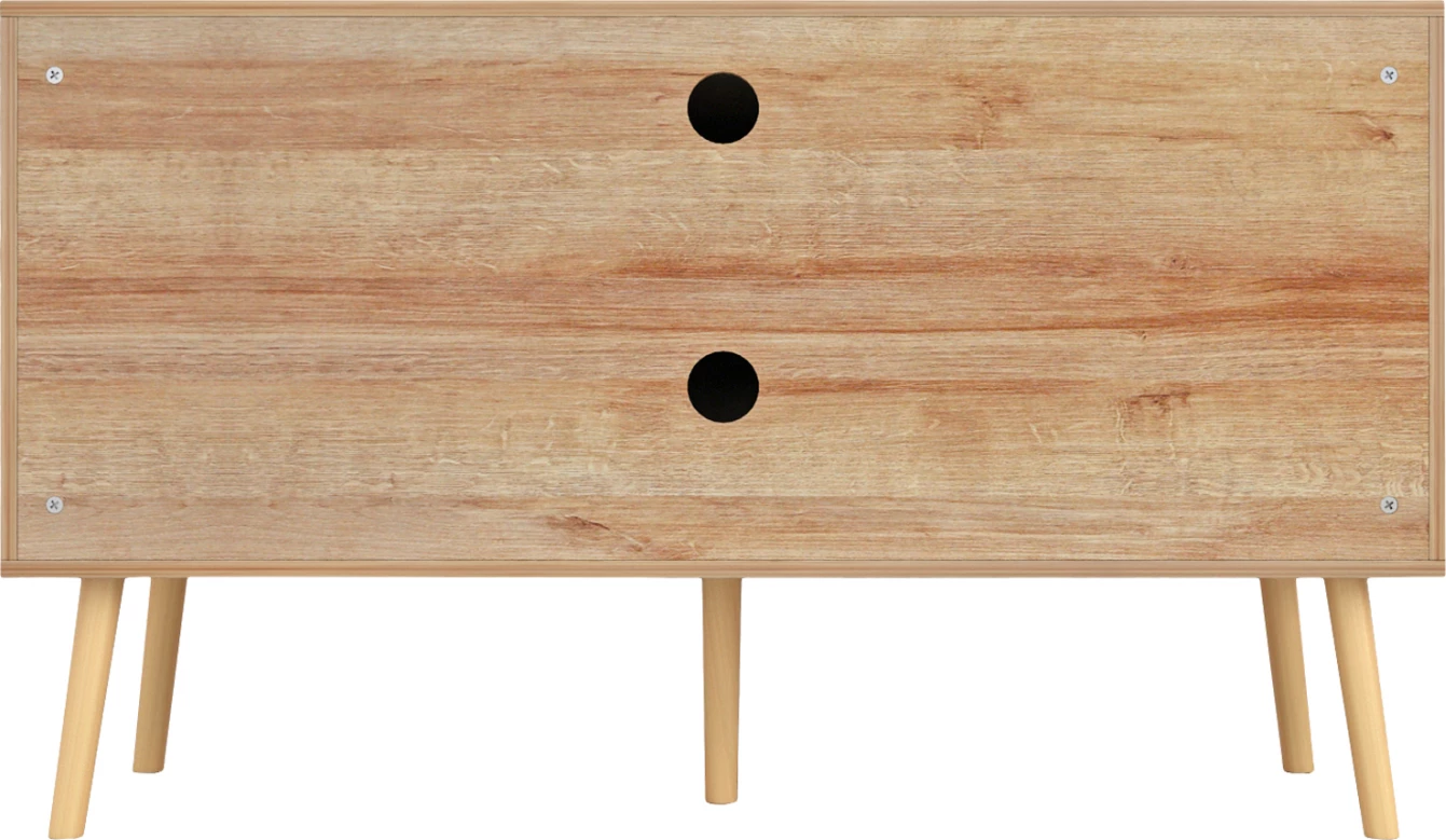 Mbajtës TV melamine me dyer rattan, ngjyrë natyrale, FH9223.11, 120x39x56.5 cm