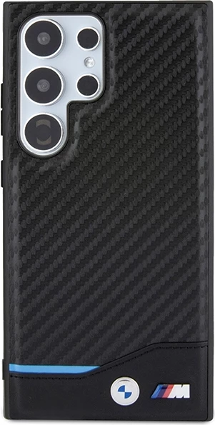 Mbështjellës BMW Leather Carbon për Samsung Galaxy S24 Ultra S928, i zi