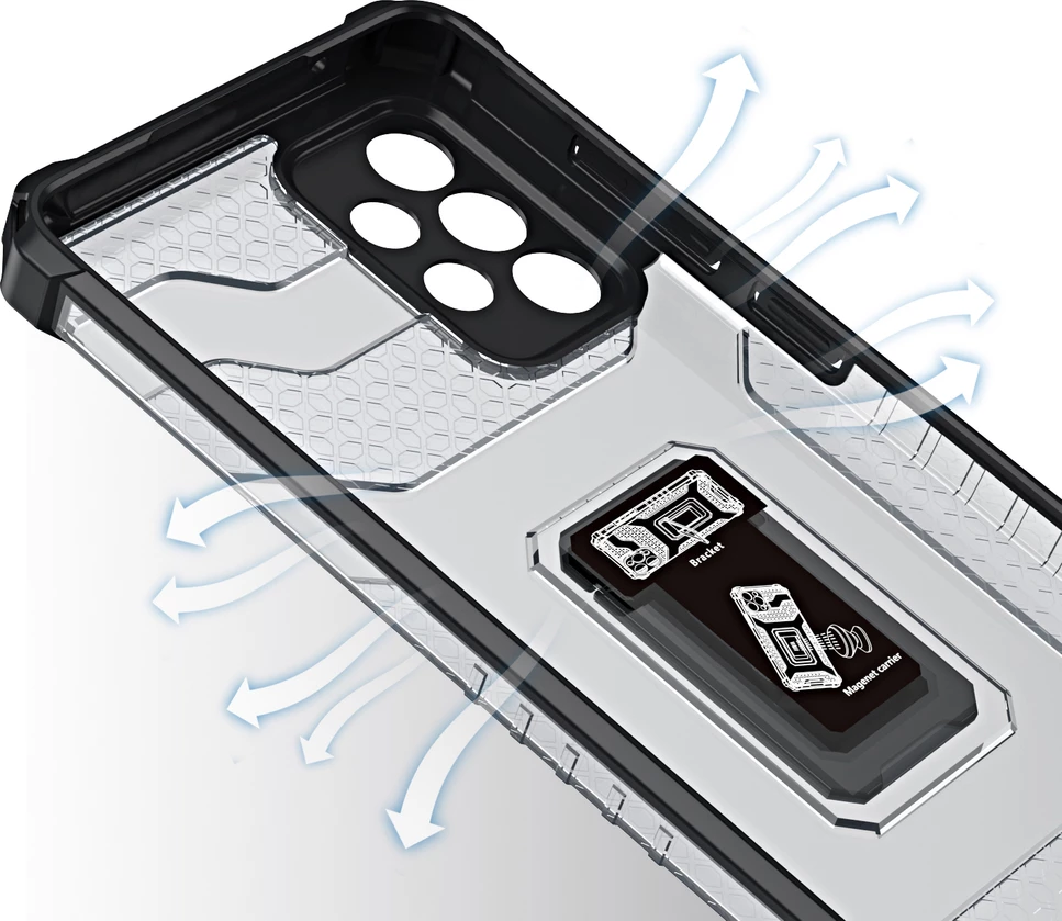 Mbështjellës Hurtel Crystal Ring Case për Samsung Galaxy A72 4G, me mbajtëse, Blu