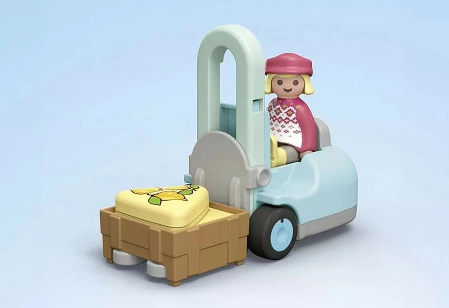 Set figurina Playmobil Junior 71691, stendë ekologjike me forklift, 17 pjesë