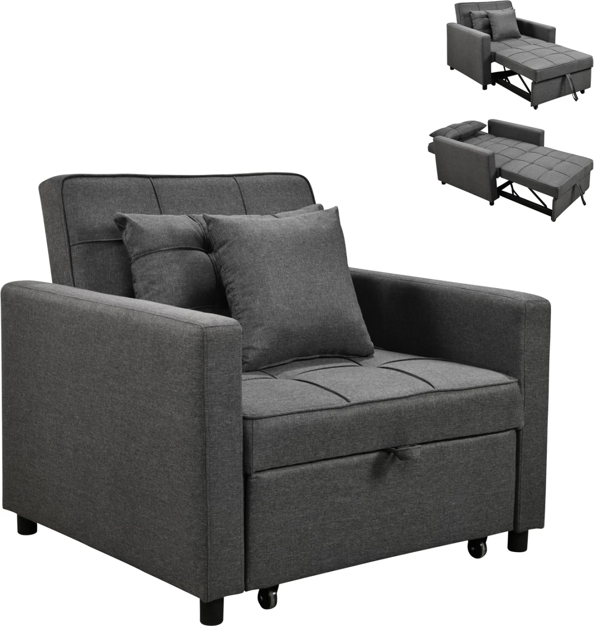 Fotel-krevat MERO, material gri, FH3306.01, 98x85x88cm