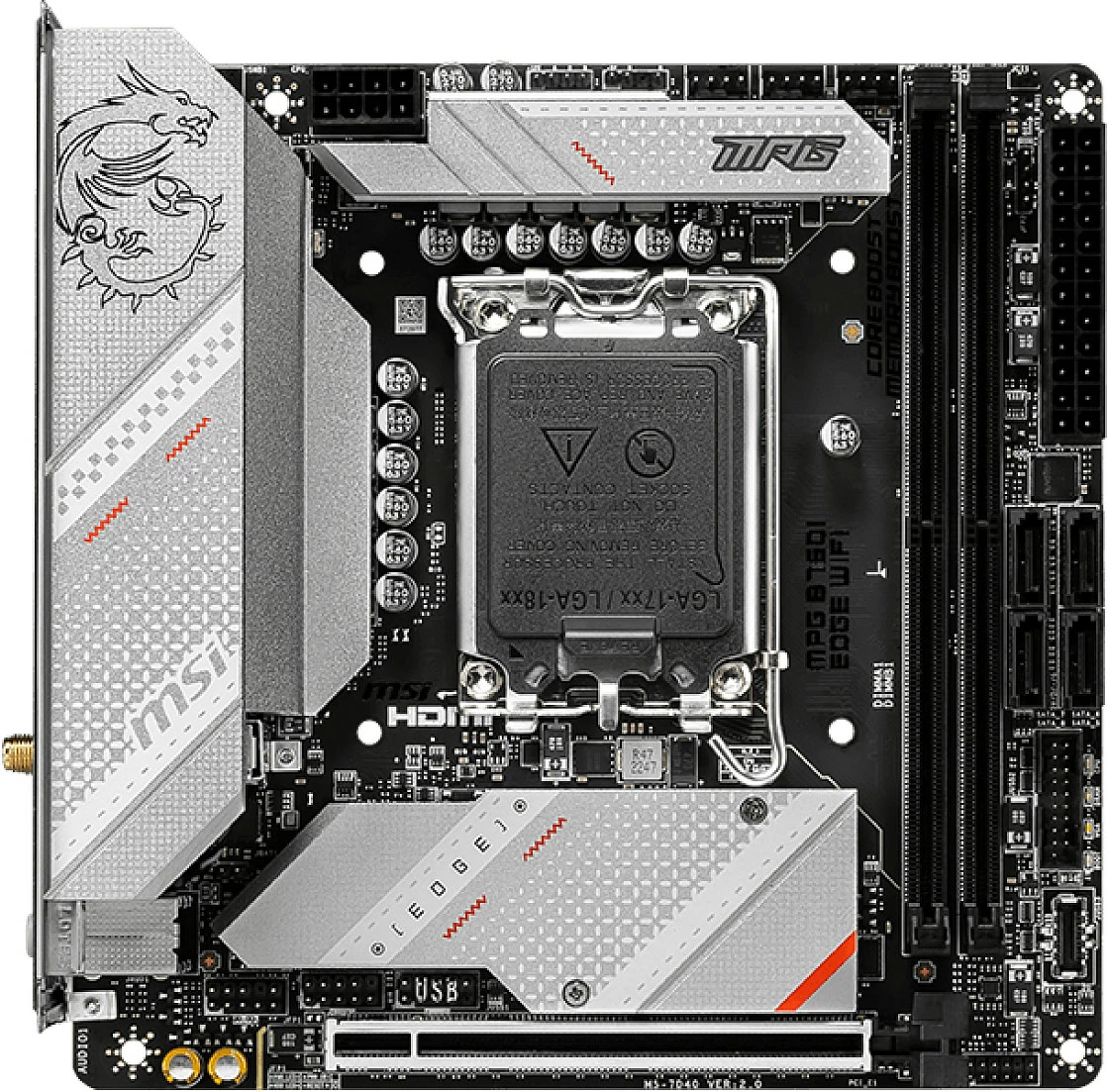 Pllakë amë MSI MPG B760I Edge mITX, Intel, WiFi, bardhë