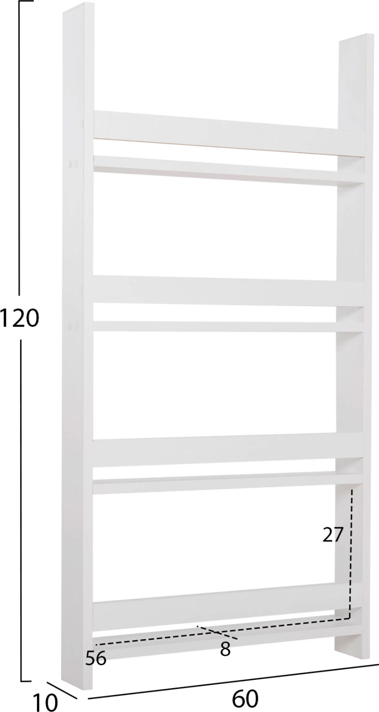 Raft muri SANI FH18224.01 melaminë, ngjyrë bardhë, 60x10x120H cm (4 rafte)