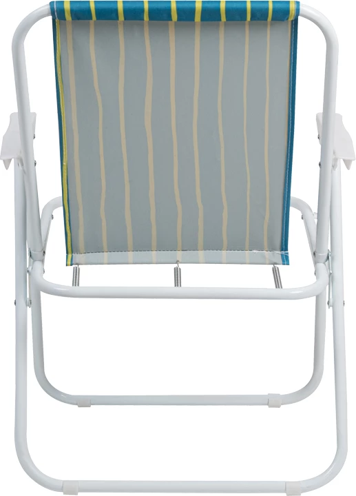 Karrige palosëse për plazh e kamping, material çeliku i bardhë, pëlhurë jeshile dhe verdhë, 53x56x73cm