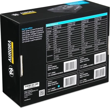 Furnizues energjie IBOX Aurora, 500W, 14cm, i bardhë