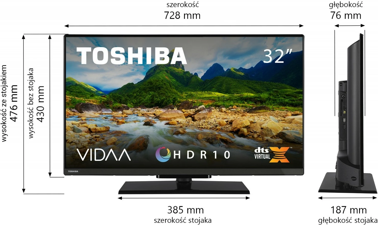 Televizor LED Toshiba 32WV3F63DG, 32", Smart TV, HDR10, WiFi, i zi