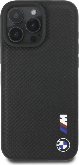 Mbështjellës, BMW, Smooth Rubber Logo, për iPhone 16 Pro Max, i zi