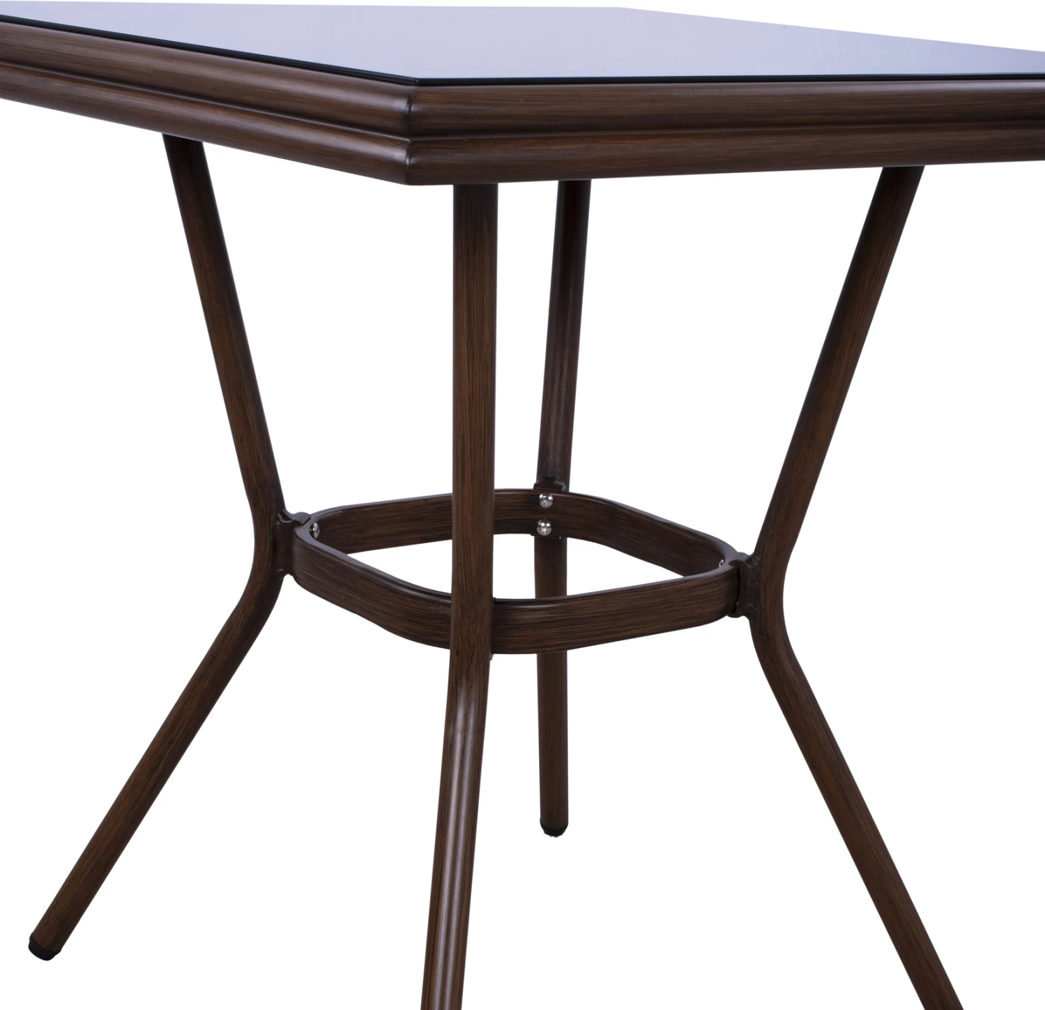 Tavolinë alumini 70X70X76 pamje bambuje FH5568.03 kafe me xham