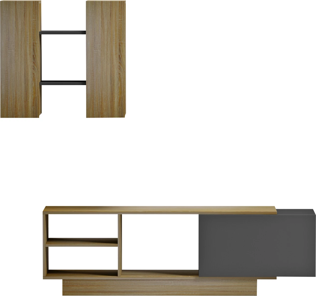Set mobiljesh për TV TYSON FH18081 melaminë, ngjyrë sonama-gri, 140x31.5x43.5H cm