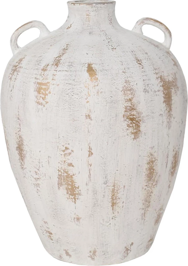 Vazo dekorative KEA, ngjyrë e bardhë me të artë, 40x40x57 cm