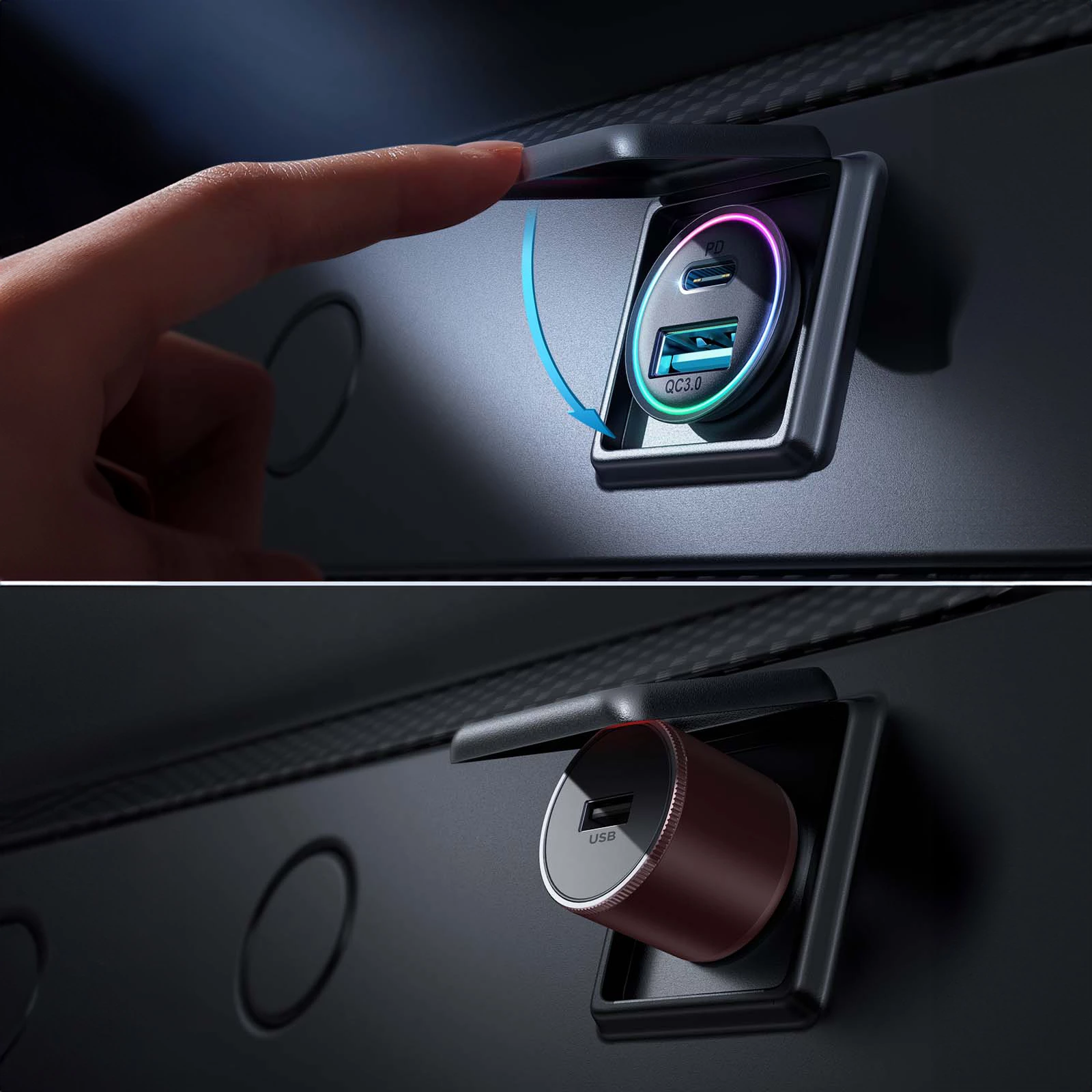 Karikues veture Joyroom JR-CCN04, 60W, 2 porta USB-A/USB-C, zi