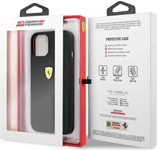 Mbështjellës Ferrari FESSIHCP13SBK për iPhone 13 mini 5.4", silikon, zi