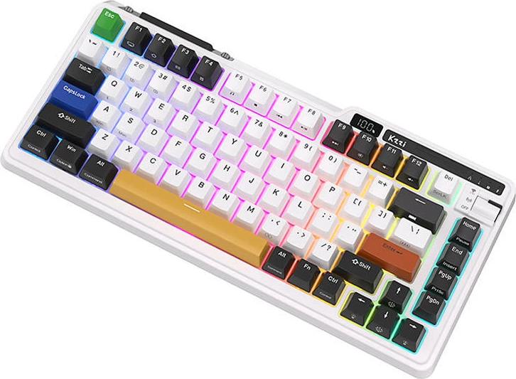 Tastierë mekanike wireless Royal Kludge KZZI K75 pro RGB, 82 taste, bardhë/zezë