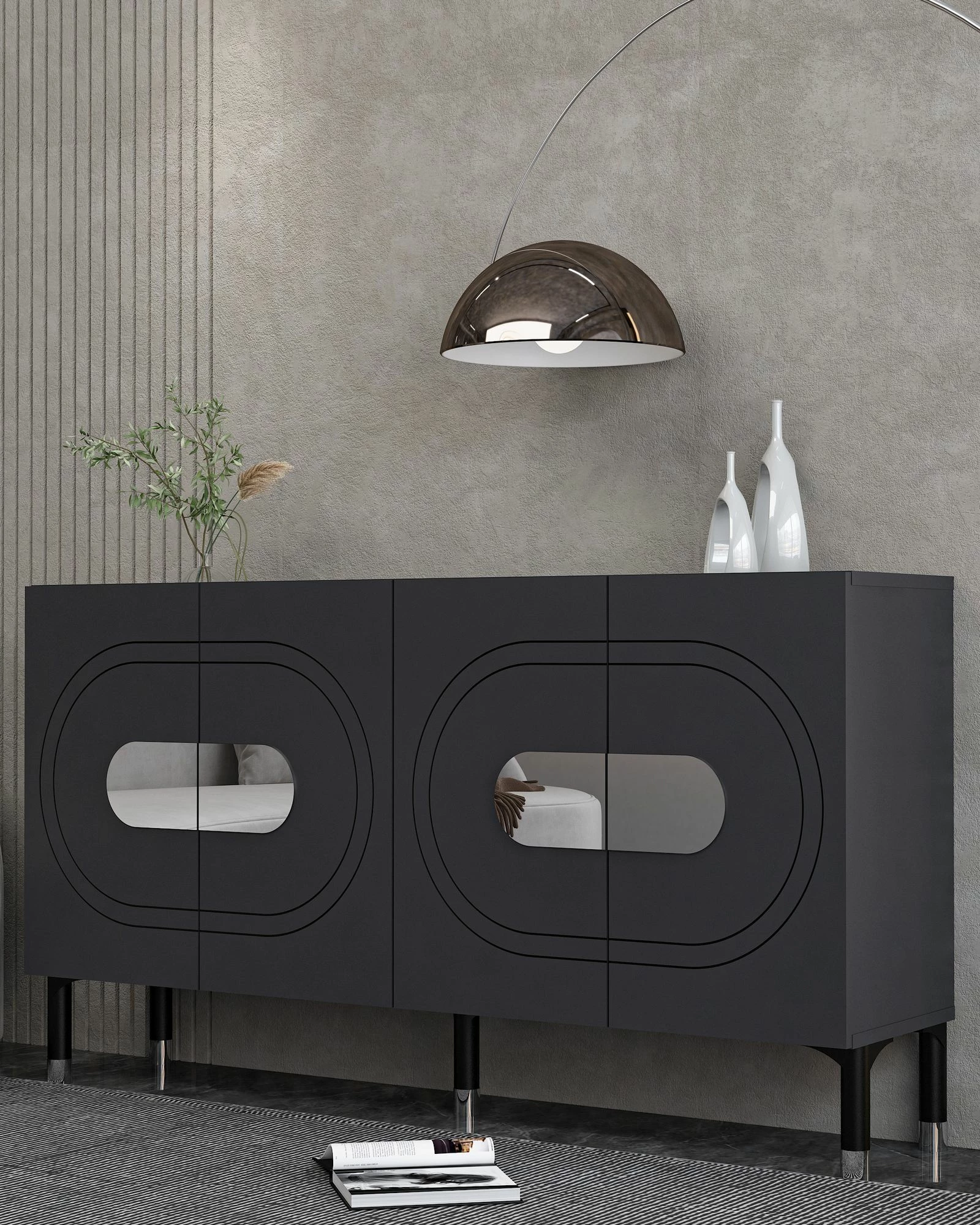 Konsol Skye Decor, antracit, argjend